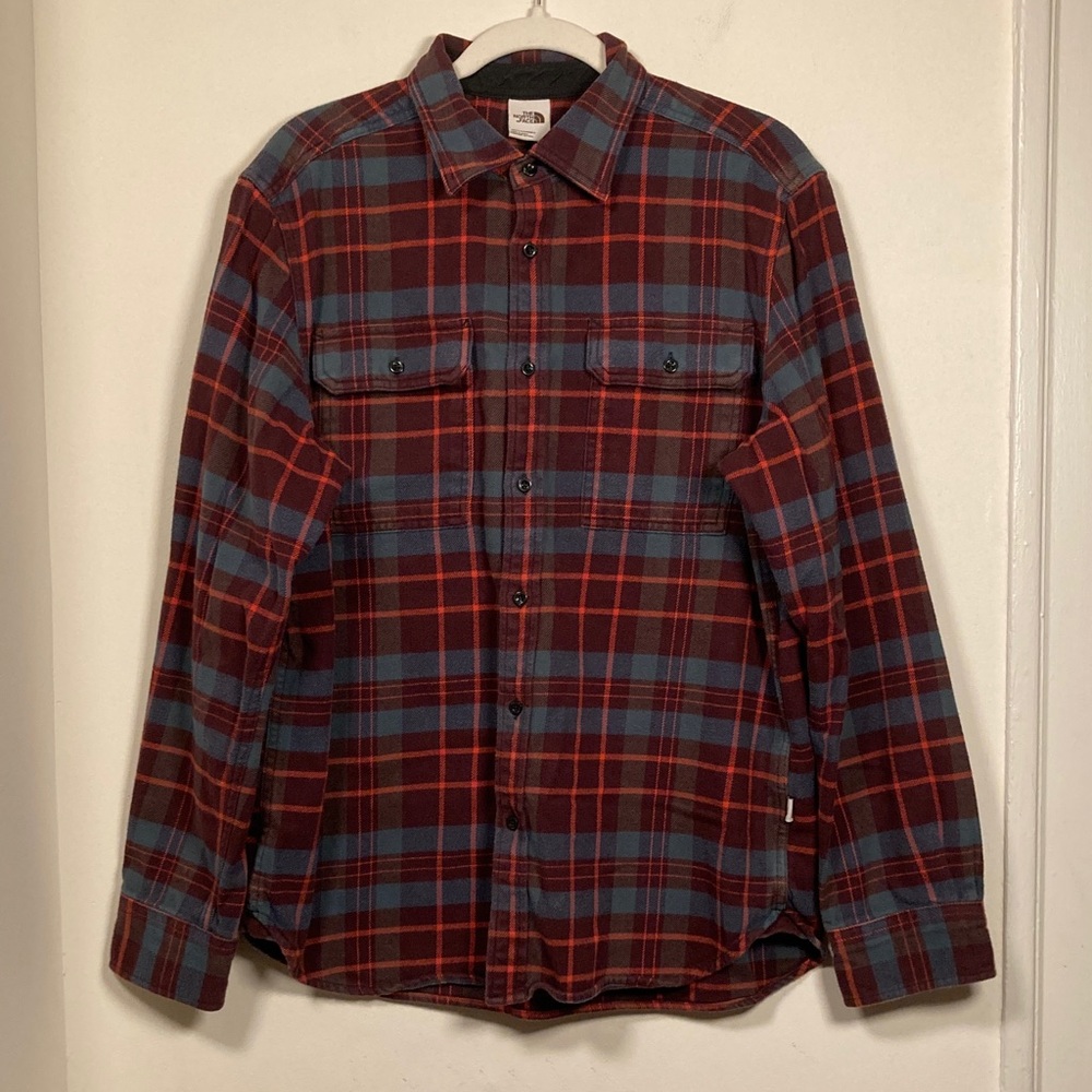 North Face Mens Arroyo Flannel Button Up Shirt Sz L Heavyweight Outdoors Rugged